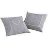Square grey cushion with heart design