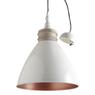 Ivory lacquered metal and wood hanging lamp