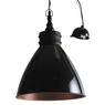 Black lacquered metal and wood hanging lamp