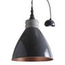Grey lacquered metal and wood hanging lamp