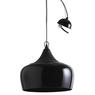 Black lacquered metal and wood lamp