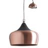 Copper-colored metal and wood lamp