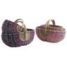 Multicolored rattan and seagrass baskets with handle