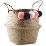 Natural rush bag with pompoms