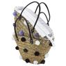 Natural rush bag withj pompoms