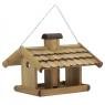 Pine wood birds feeder with silo