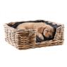 Dog basket in gray wicker