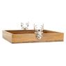 Corbeille carrée en bois recylclé avec cerfs en aluminium