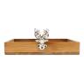 Corbeille carrée en bois recylclé avec cerfs en aluminium