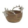 Round basket in mango wod with deer's head