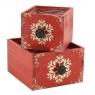 Red stained wood baskets Snowflakes