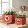 Red stained wood baskets Snowflakes