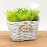 Corbeille en osier gris et bois teinté - Plaisir