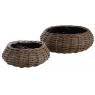 Round grey pulut rattan baskets