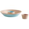 Sky blue lacquered bamboo bowl