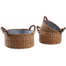 Round seagrass floral containers