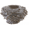 Round recycled wood basket on legs