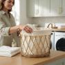 Laundry basket in buff willow