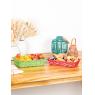 Rectangular anis green stained bamboo basket