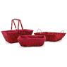 Red lacquered wood and metal basket
