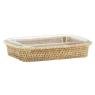 Rectangular glass bakeware + rattan holder