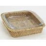 Rectangular glass bakeware with rattan holder