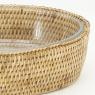 Oval glass bakeware with rattan holder