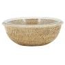 Round glass bakeware bowl + rattan holder