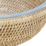 Round glass bakeware bowl + rattan holder