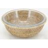 Round glass bakeware bowl + rattan holder