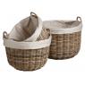 Round grey pulut rattan storage baskets