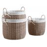 Round taupe grey paper rope baskets