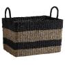 Rush and stained rope storage baskets
