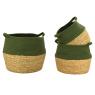 Natural and stained kaki rush baskets