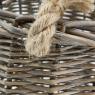 Stained willow and rope storage baskets