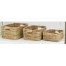 Set of 3 rectangular water hyacinth baskets