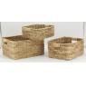 Set of 3 rectangular water hyacinth baskets