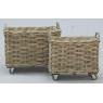 Set of 2 rectangular rattan baskets