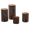 Black and gold cylindrical candle holders