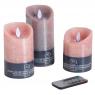 Set of 3 cotton flower LED candles with remote control
