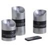 Set of 3 silver LED candles with remote control