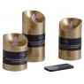 Set of 3 golden LED candles with remote control