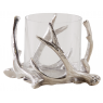 Aluminium and glass deer candle holder