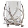 Glass candle holder with aluminium deer antlers