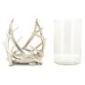 Glass candle holder with aluminium deer antlers