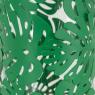 Glass candle holders with green metal leaves design