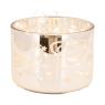 Gold colored glass candle holder with hearts