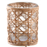 Glass and rattan candle holder