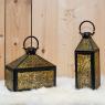 Lacquered metal lantern 2 candles