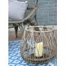 Grey pulut rattan and metal candle holder